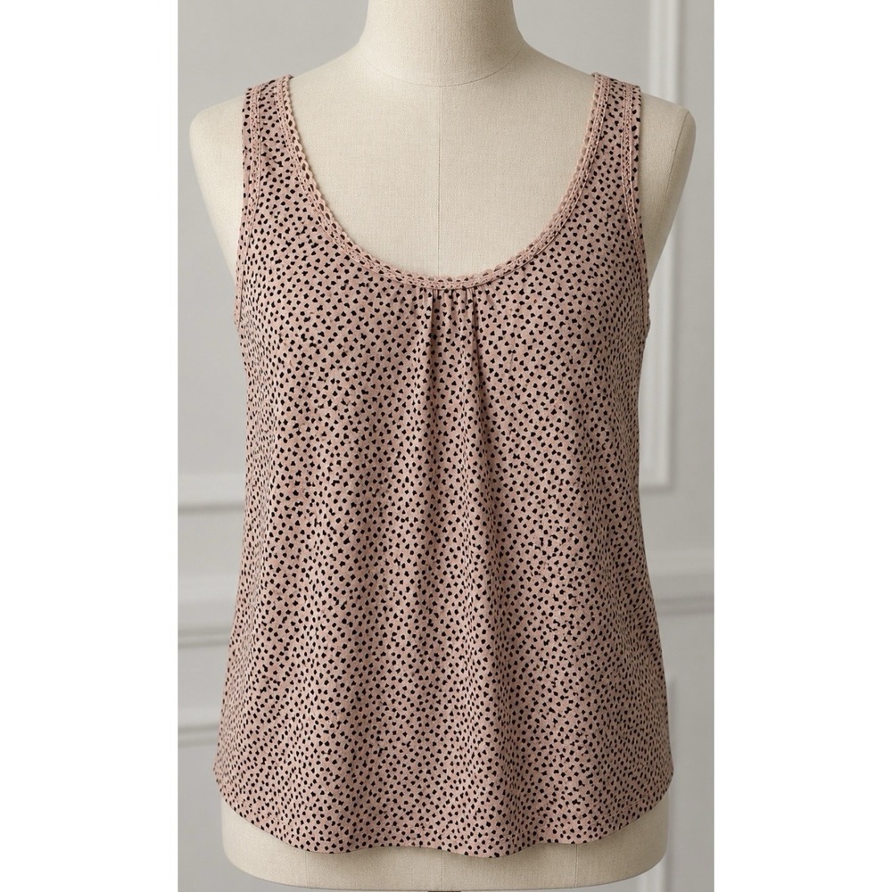 ANN TAYLOR LOFT Women's Sleeveless Shirt Top Pink with Hearts Size Small S